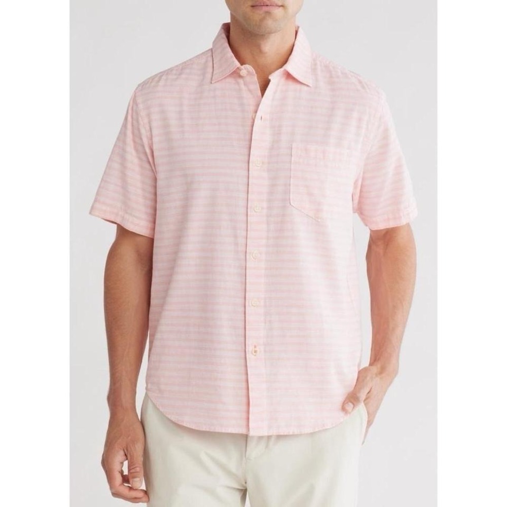 Tommy Bahama Zen Stripe Button Up Shirt * Coral Quartz * Collard * Large ($118)